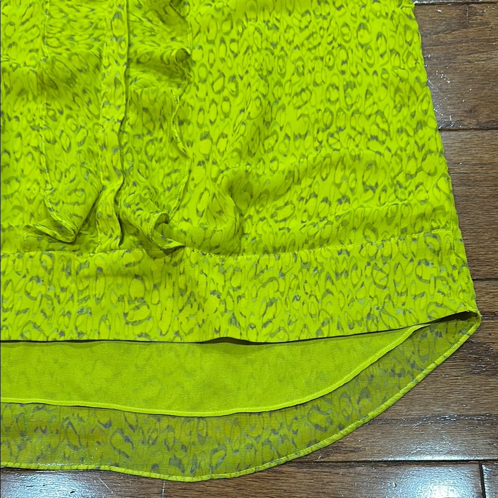 CAbi chartreuse Reign Button Down ruffle Blouse - Picture 5 of 8